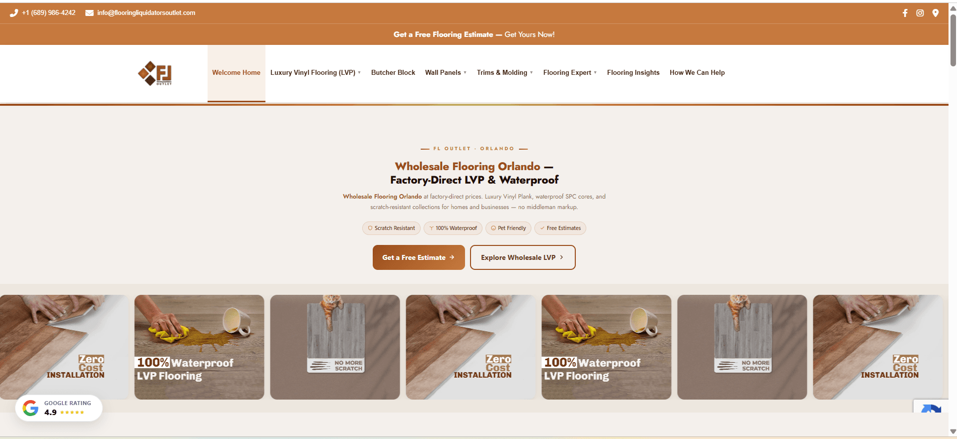 Flooring Liquidators Outlet website homepage