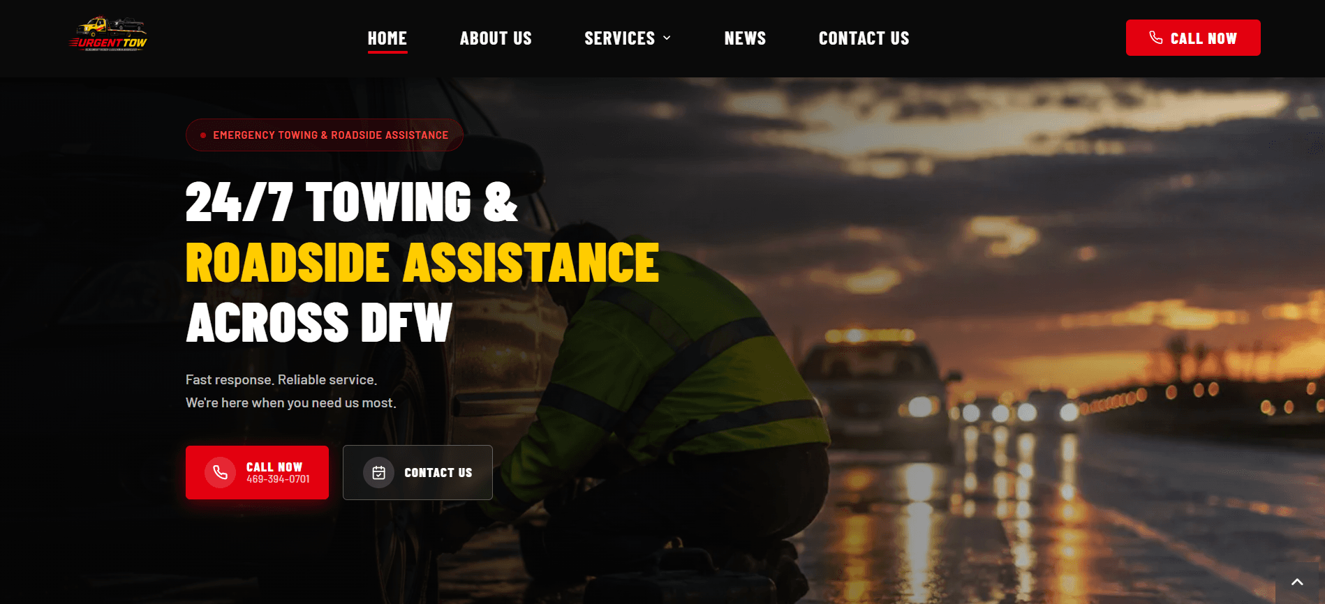 UrgentTow Network website homepage